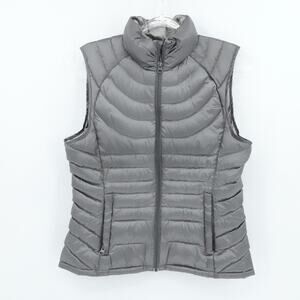 Bernardo Vest Womens Medium Gray Goose Down Packable Lightweight Puffer Jacket